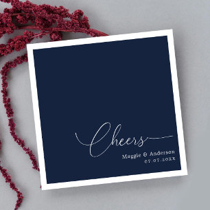 Minimalist Monogram: Raise a Glass to Love Wedding Napkin