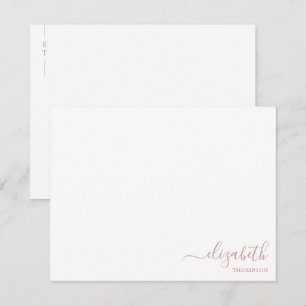 Minimalist Monogram Rose Mauve Simple Card