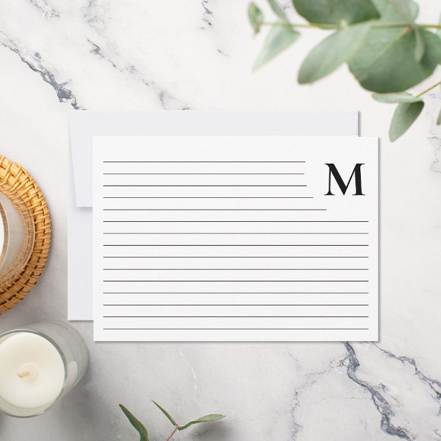 Minimalist Monogram Ruled Card (Creator Uploaded)
