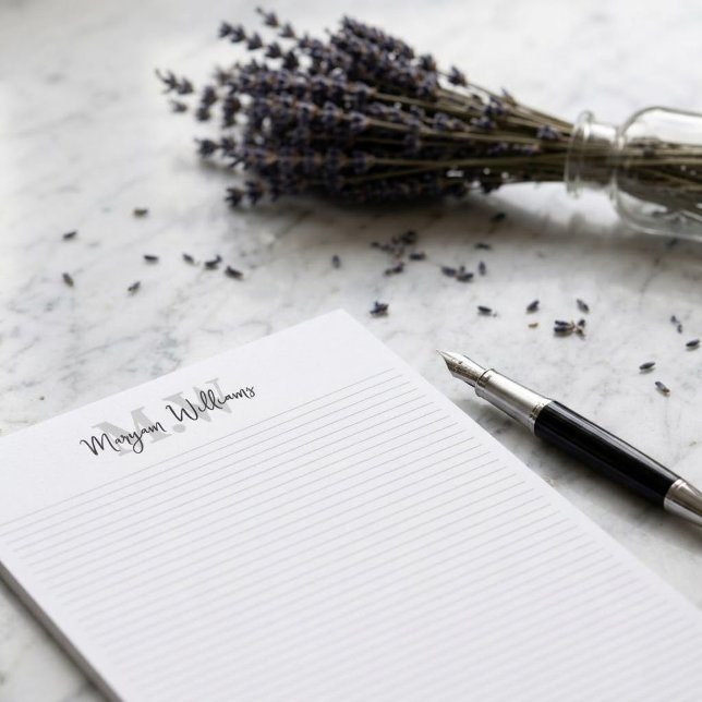 Minimalist Monogram Script Name Stationery Paper (elegant stationery papers)