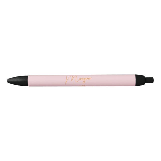 Minimalist monogram script pink black ink pen (Front)