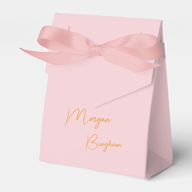 Minimalist monogram script pink favour box (Front Side)