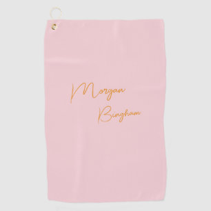Minimalist monogram script pink golf towel