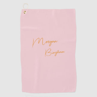 Minimalist monogram script pink golf towel