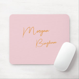 Minimalist monogram script pink mouse pad