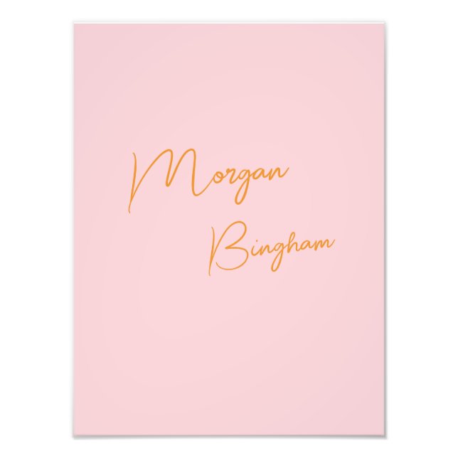 Minimalist monogram script pink photo print (Front)
