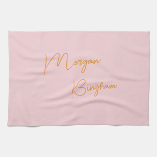Minimalist monogram script pink tea towel