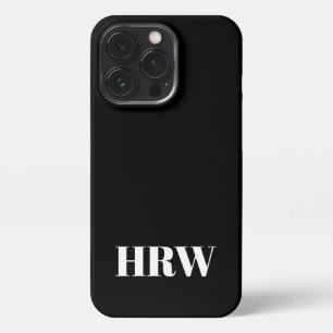 Minimalist monogram serif initials solid black iPhone 13 pro case