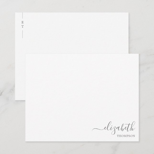 Minimalist Monogram Silver Grey Simple Card (Front/Back)