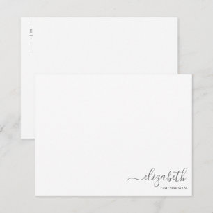 Minimalist Monogram Silver Grey Simple Card