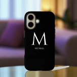 Minimalist monogram simple iPhone 16 case<br><div class="desc">This iPhone 16 case blends simplicity and modern aesthetics for a sleek, sophisticated look. Crafted for those who appreciate understated elegance, the design features a minimalist monogram in a clean, contemporary font, with the first name displayed neatly below the monogram. The layout ensures a stylish personal touch while maintaining a...</div>