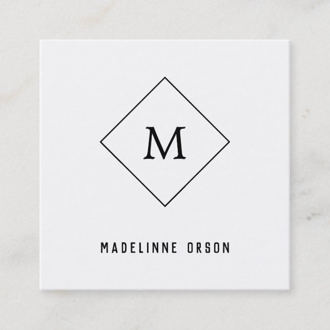 Minimalist Monogram Square Business Card (Front)