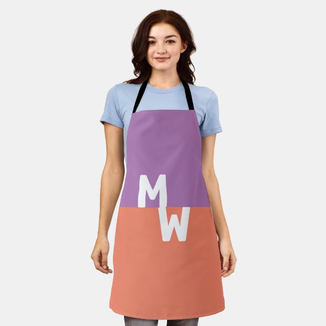Minimalist Monogram Square Pastel QR Code Apron (Worn)