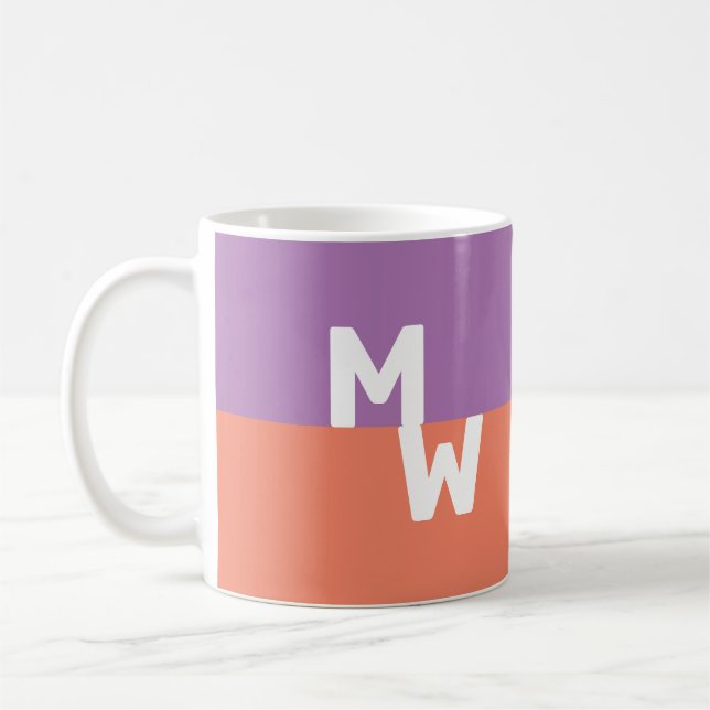 Minimalist Monogram Square Pastel QR Code Coffee Mug (Left)