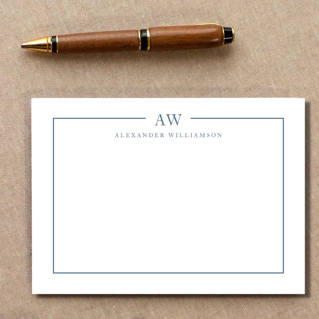 Minimalist Monogram Stone Blue Card (Creator Uploaded)