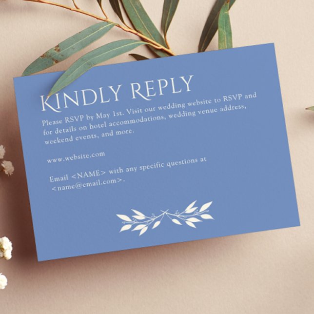 Minimalist Monogram Striped Cornflower Blue RSVP Card (Creator Uploaded)