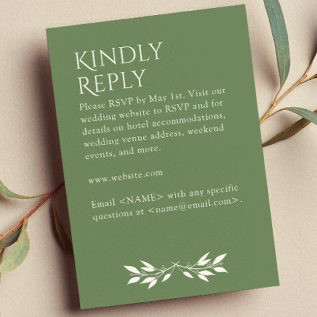 Minimalist Monogram Striped Muted Green RSVP Card (Creator Uploaded)