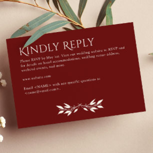 Minimalist Monogram Striped Rosewood Red RSVP Card