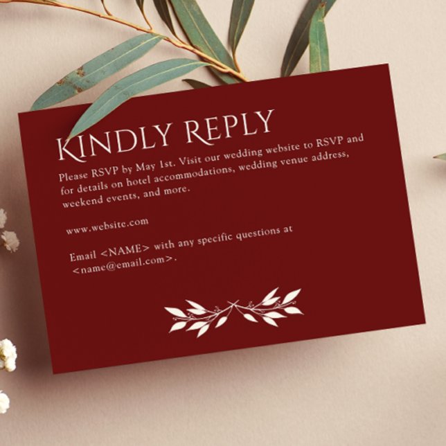 Minimalist Monogram Striped Rosewood Red RSVP Card (Creator Uploaded)