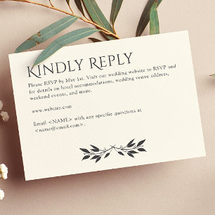 Minimalist Monogram Striped Soft White RSVP Card