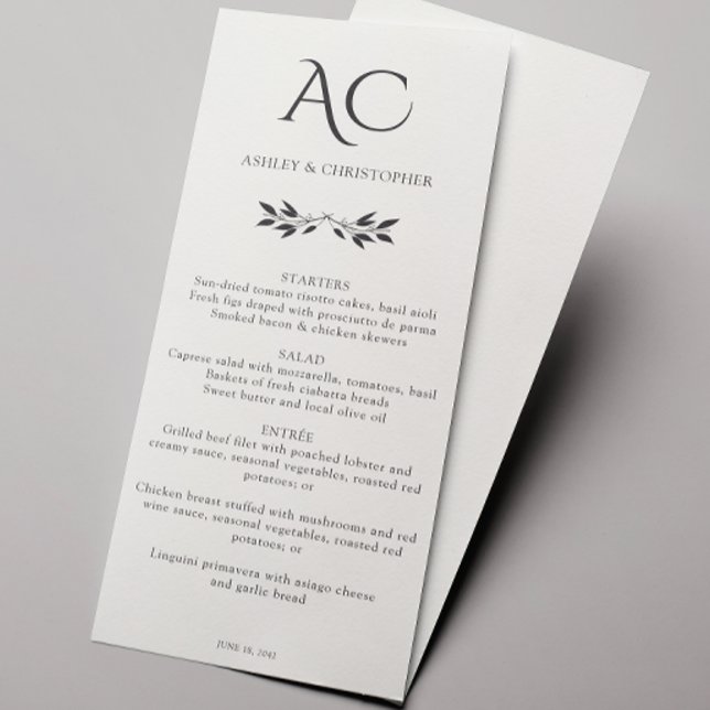 Minimalist Monogram Striped Soft White Wedding Menu (Creator Uploaded)