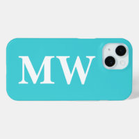 Minimalist Monogram Turquoise Blue Initial Modern