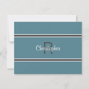 Minimalist Monogram Turquoise Grey Mens Card