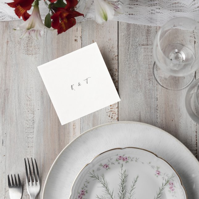 Minimalist Monogram Wedding Cocktail Napkins (Creator Uploaded)