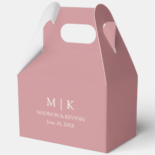 Minimalist Monogram Wedding Dusty Rose Gable Favour Box