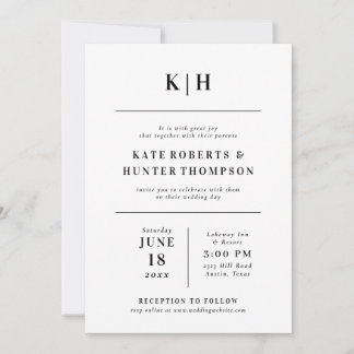 Minimalist Monogram Wedding Invitation