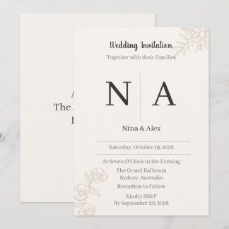 Minimalist Monogram Wedding Invitation