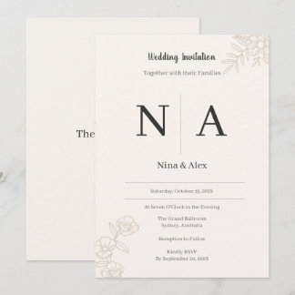 Minimalist Monogram Wedding Invitation