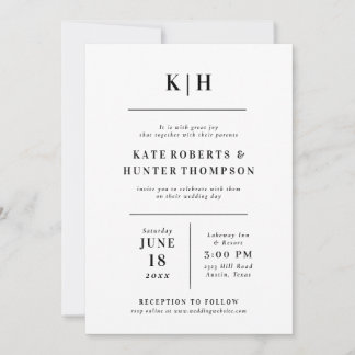 Minimalist Monogram Wedding Invitation