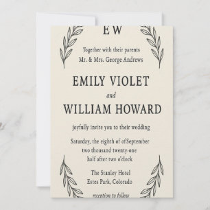 Minimalist Monogram Wedding Invitation" Invitation