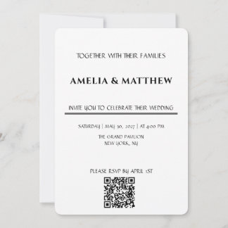 Minimalist Monogram Wedding Invitation with QR Cod