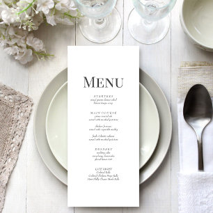 Minimalist Monogram Wedding Menu Card