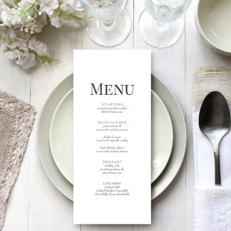 Minimalist Monogram Wedding Menu Card