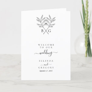 Minimalist Monogram Wedding Order of Service Program