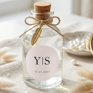 Minimalist Monogram Wedding Personalized Initials  Classic Round Sticker