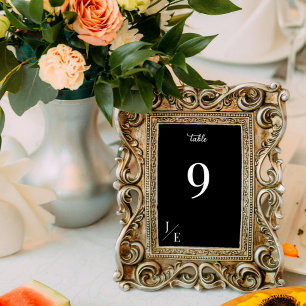 Minimalist Monogram Wedding Reception   Black Table Number