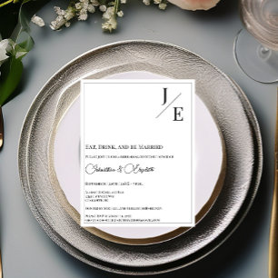 Minimalist Monogram Wedding Rehearsal Dinner Invitation