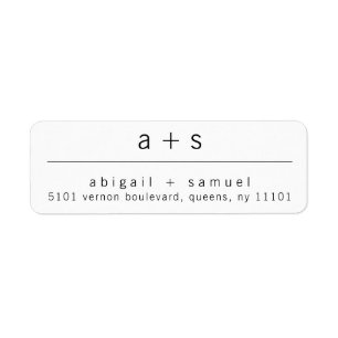 Minimalist Monogram Wedding Return Address Label