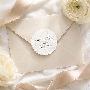 Minimalist Monogram Wedding Round Sticker
