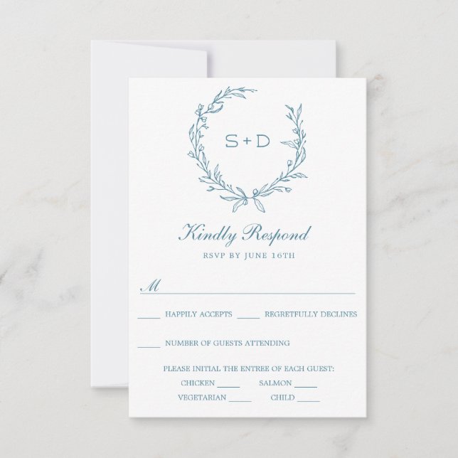 Minimalist Monogram Wedding RSVP Card (Front)