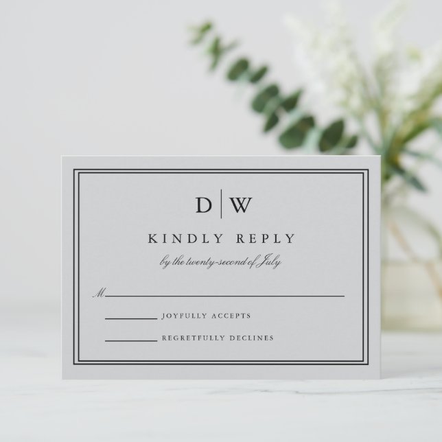 Minimalist Monogram Wedding RSVP Card (Standing Front)