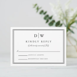 Minimalist Monogram Wedding RSVP Card