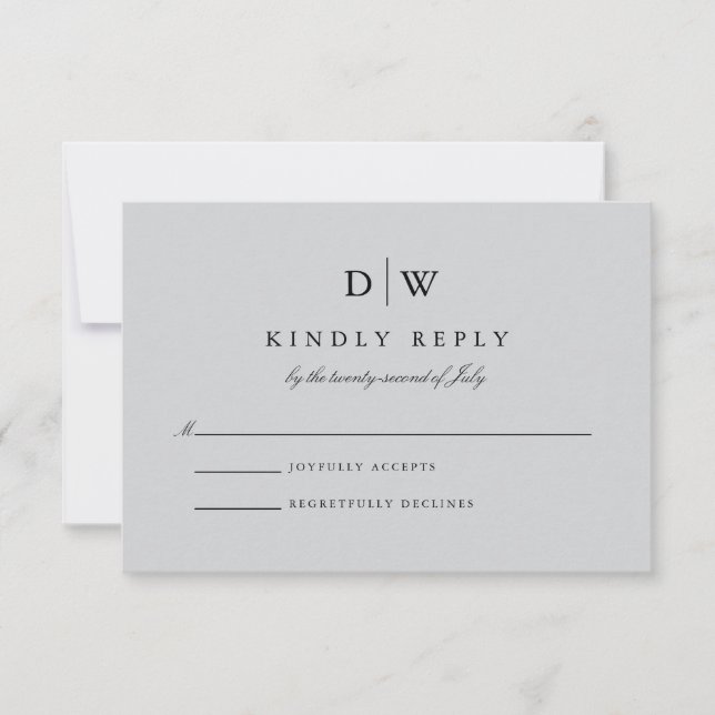 Minimalist Monogram Wedding RSVP Card (Front)