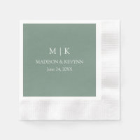Minimalist Monogram Wedding Sage Green Cocktail