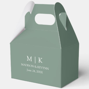 Minimalist Monogram Wedding Sage Green Gable Favour Box