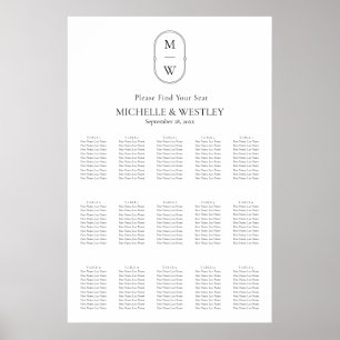 Minimalist Monogram Wedding Seating Chart Sign